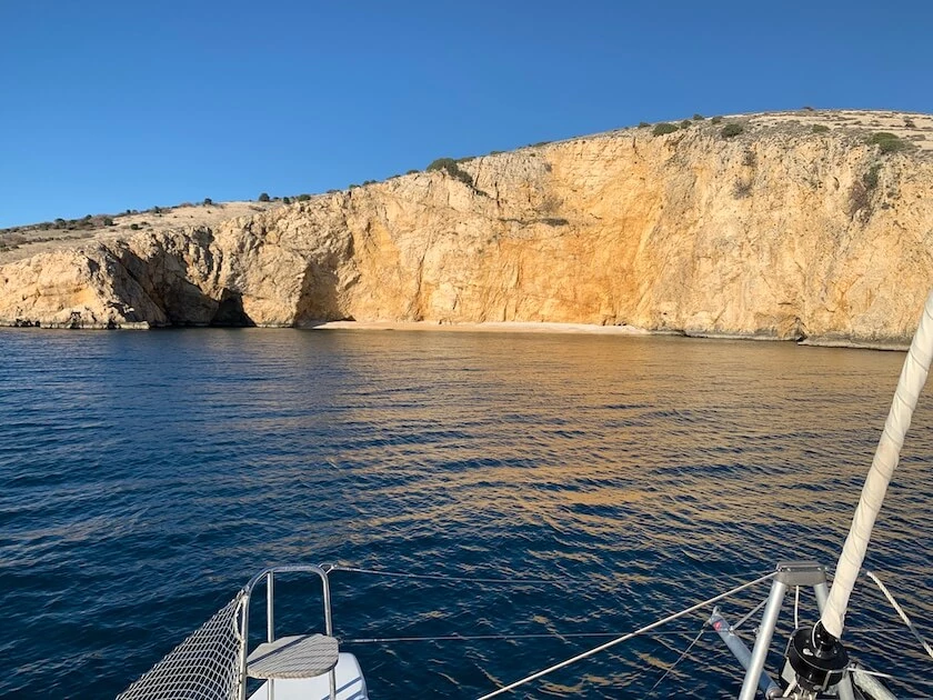 Anchorage at Uvala Drenova on the island of Rab in Croatia