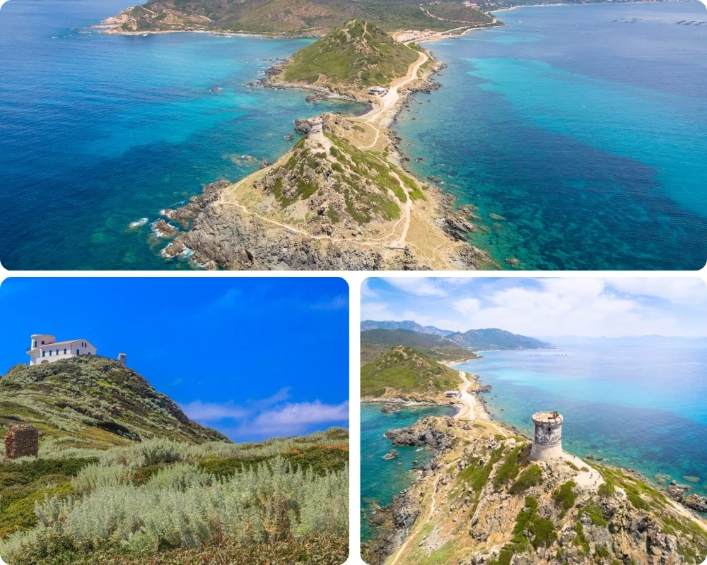 les îles Sanguinaires, leur tour génoise et le sémaphore de la Parata à l'entrée du golfe d'Ajaccio