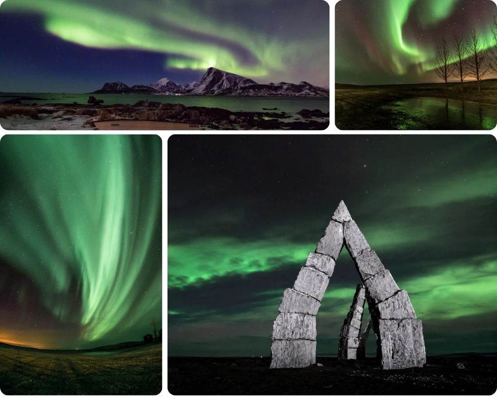 Photos d'aurores boréales en Islande