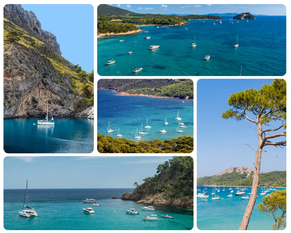 Mosaique de photos de voiliers en Côte d'Azur