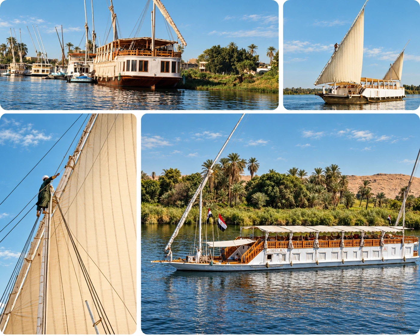 Mozaïque de dahabiyas en Egypte
