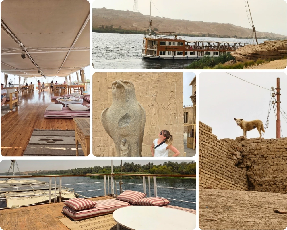 Mosa&iuml;que de photos du bateau et des temples par Julien