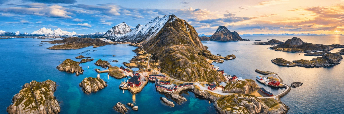 Aerial view of a village in Norway