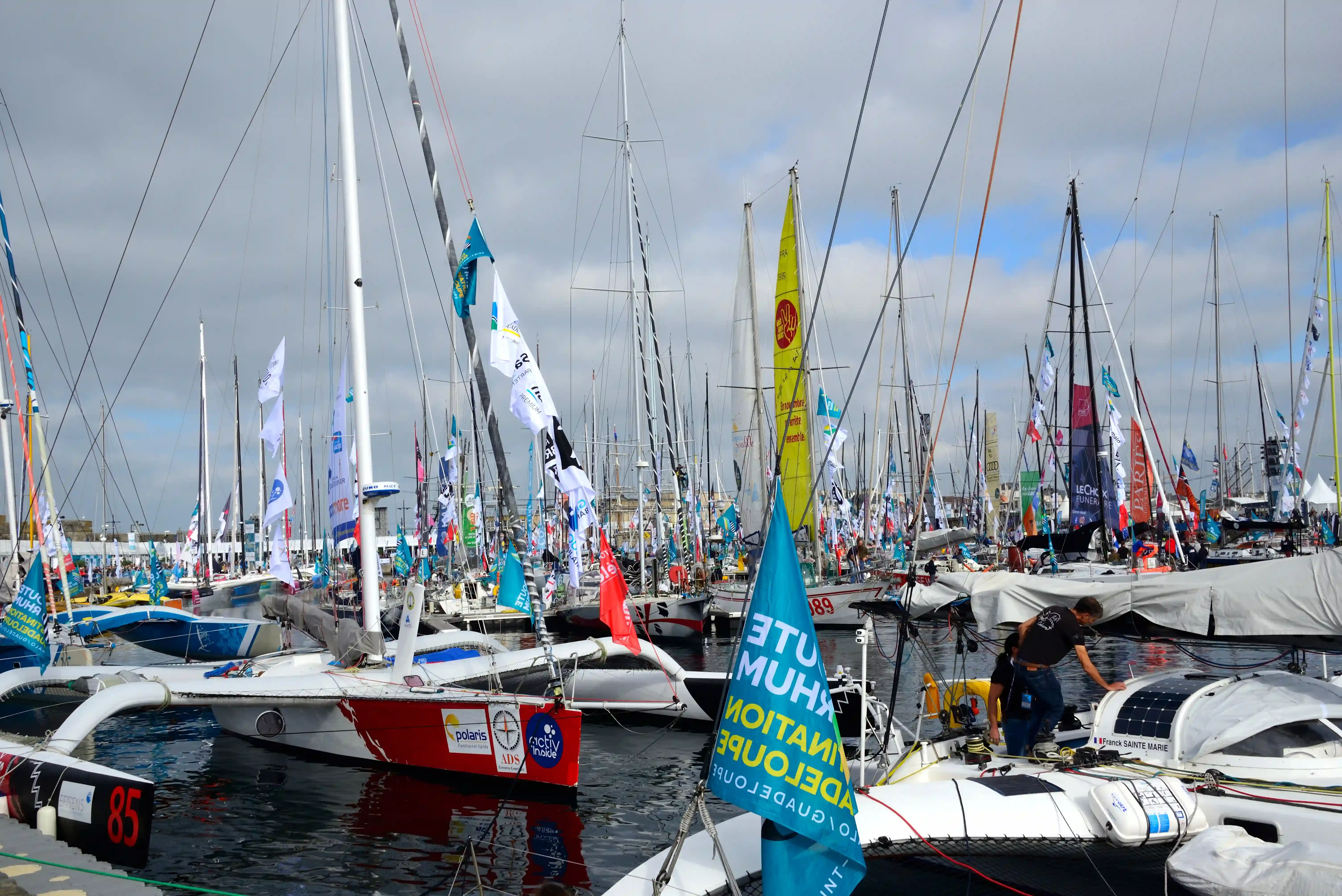 Bateaux des skippers sur le port de Saint-Malo pour l&rsquo;&eacute;dition 2018 de la Route du Rhum