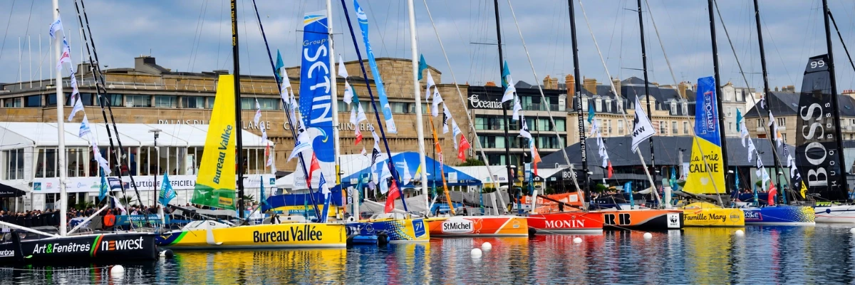 Bateaux sur le port de Saint Malo avant le départ de la Route du Rhum 2018