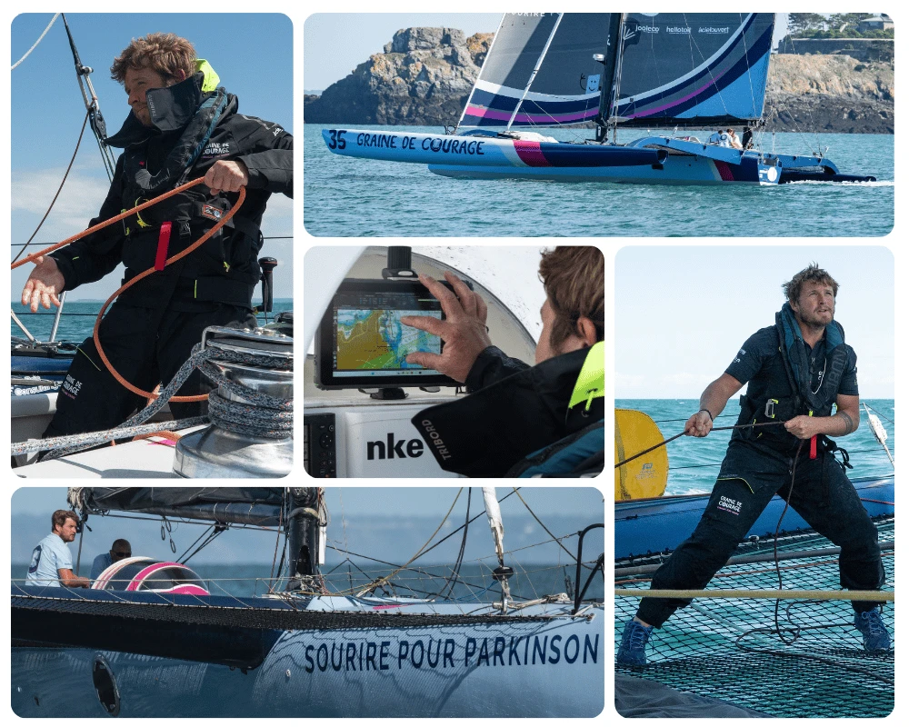 Images du trimaran Graine de courage avec le skipper Florian Gueguen