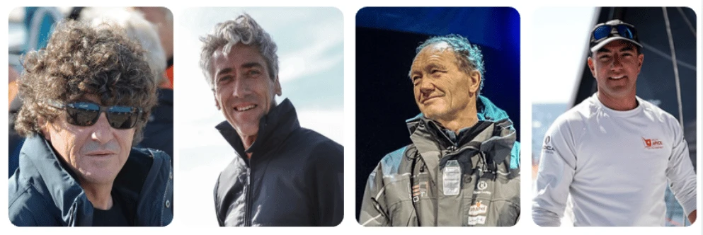 4 skippers en cat&eacute;gorie Vintage : Jean Le Cam, Gilles Lamir&eacute;, Francis Joyon, Damien Seguin 